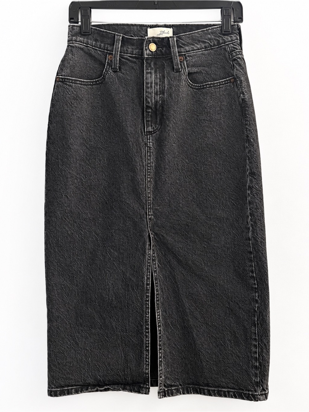 Universal Thread Black Denim Skirt with Front Slit size 4